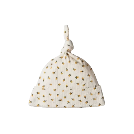 Knotted Beanie Pointelle - Tulip Print