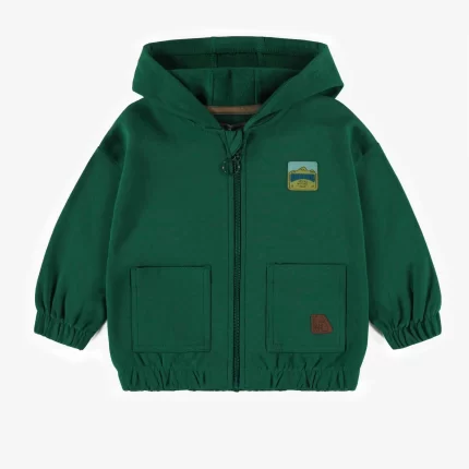 GREEN ZIPPER JACKET WITH COTTON HOOD BABY