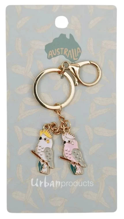 Australiana Birds Keyring White & Pink 1