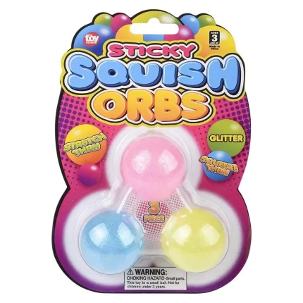 1.6" SQUISH STICKY GLITTER ORBS- 1 card per order