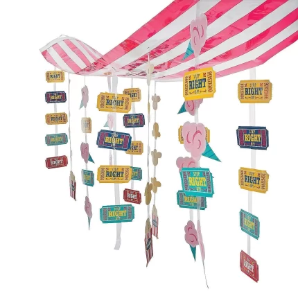 Fun Express Carnival Circus Party Striped Hanging Ticket Ceiling Decoration