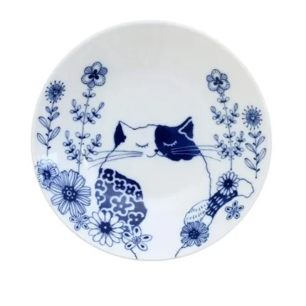 Ceramic-ai: Cat Flowers Large Dish Standing