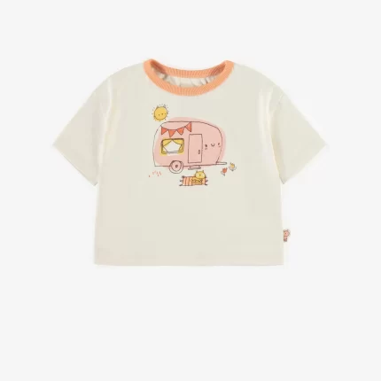 CREAM CROP T-SHIRT IN COTTON BABY