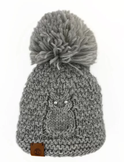HAND KNIT WOOL WINTER HAT | GREY