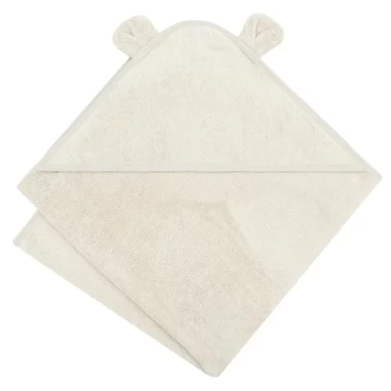 Hooded towel in organic cotton - Beige