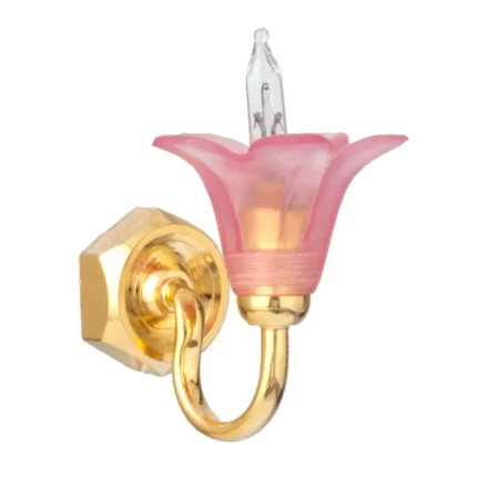 Single Pink Tulip Brass Sconce