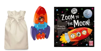 Zoom to the Moon Story Sack with Lanka Kade Jigsaw Rocket