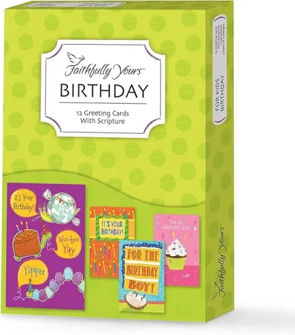 For Kids Birthday with Biblical Scripture Verses (Box of 12 Greeting Cards with Envelopes)
