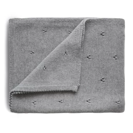 Baby blanket in knitted pointelle - Mixed grey