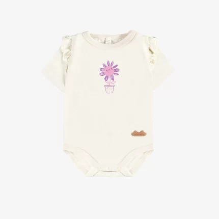 CREAM BODYSUIT WITH ILLUSTRATION IN ORGANIC COTTON NEWBORN