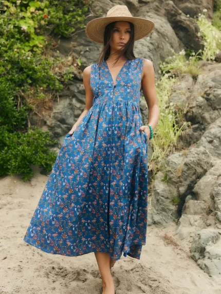 Becca Midi Dress - Blue Floral Spritz