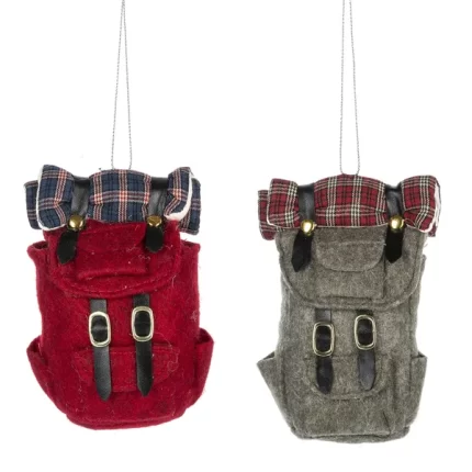 Backpack Ornament in Red or Grey