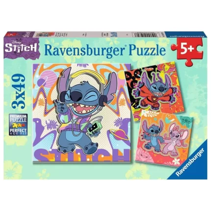 Stitch Play the Day Away puzzles (3x49 pcs)