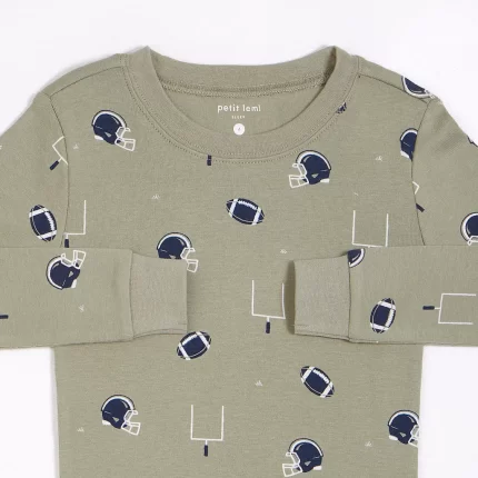 Grid Iron Print on Forest Sage PJ Set