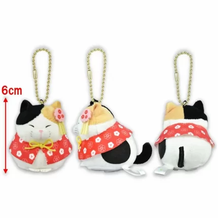Amuse:Red Cat Higemanjyu Me-sama Plush Keychain-Japan Imports