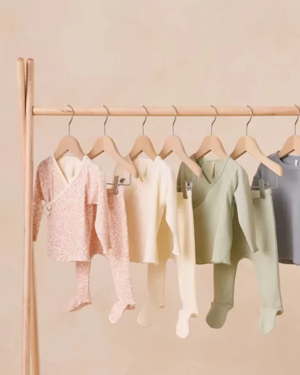 Wrap Top + Footed Pant Set - Pink Blossom