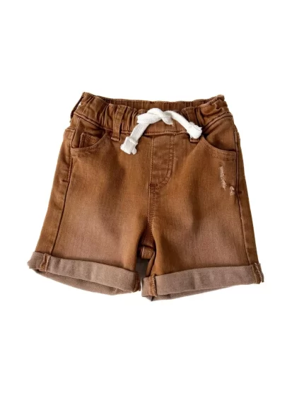Baby Boys Rolled Denim Short - Dark Camel