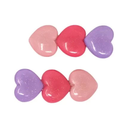 PINK POPPY GLITTER HEARTS ALLIGATOR HAIR CLIPS