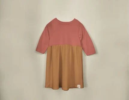Long Sleeve Modal Two-Tone Dress - Acorn