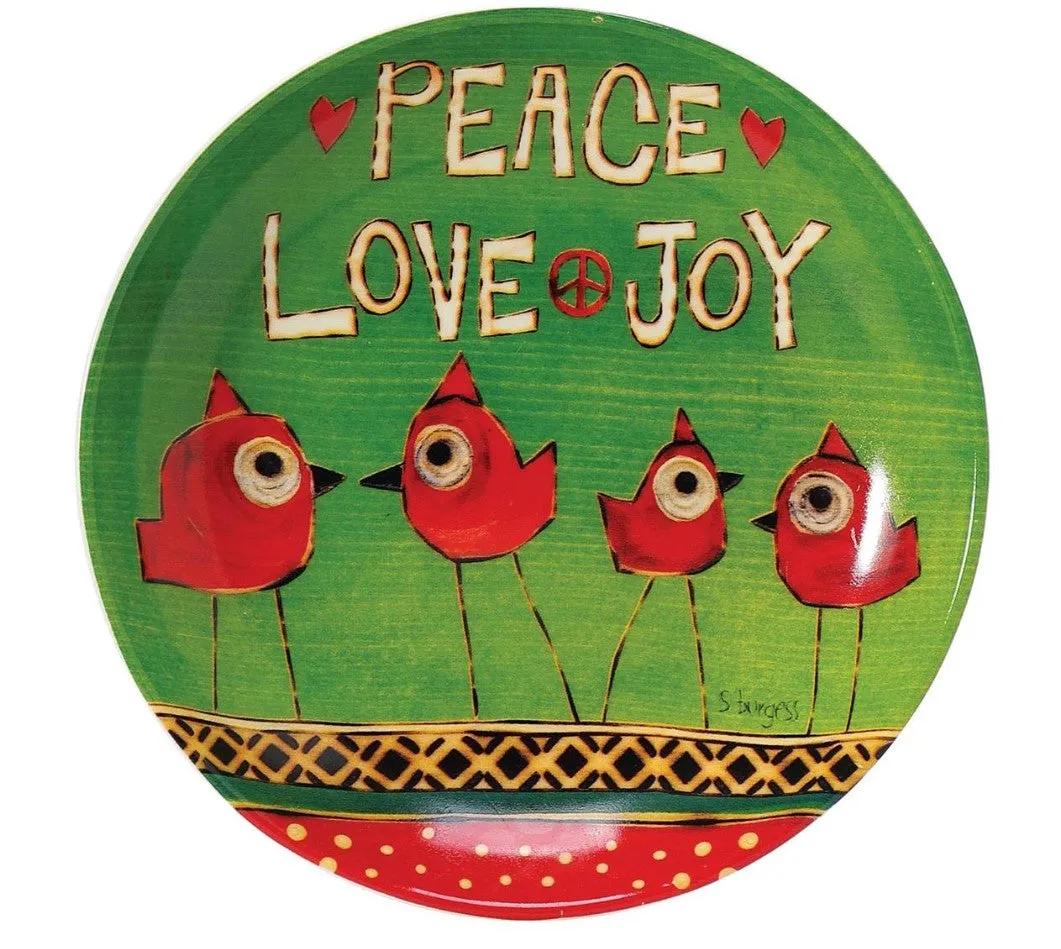 2yPlate-Peace-Love-Joy-Red-Birds-Stoneware-6-inch-Appetizer-Plate