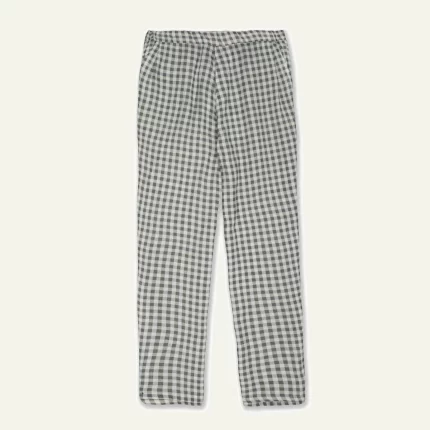 Blue Gingham Linen Kid Pants - Natural/faded Denim