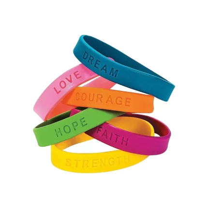 Inspirational Sayings Bracelets (24 pieces) (Assorted Colors)