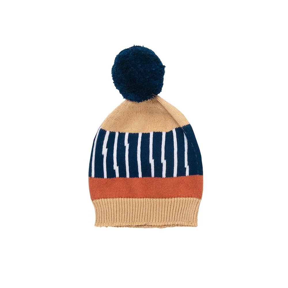3eIndus-Design-Baby-Beanie-Zebra-Indigo-Caramel-0-1Y
