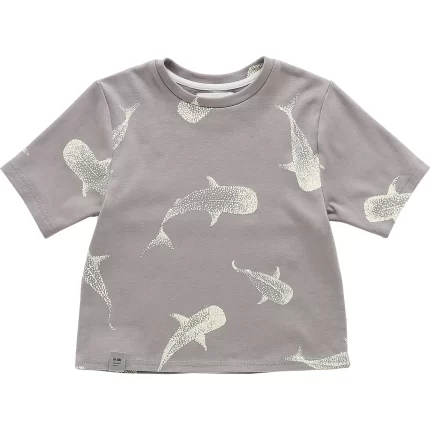 Boxy T-Shirt with All Over Print - Grey