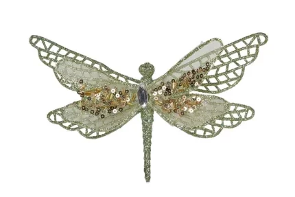 Green Clip on Dragonfly Christmas Decoration 17 cm