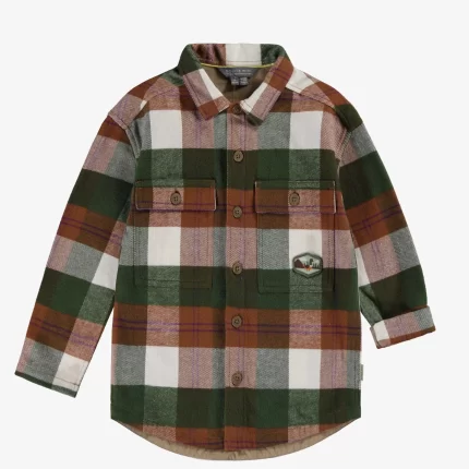 GREEN AND BROWN PLAID SHIRT IN HEAVY FLANNEL CHILD