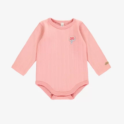 PINK BODYSUIT IN RIB KNIT NEWBORN