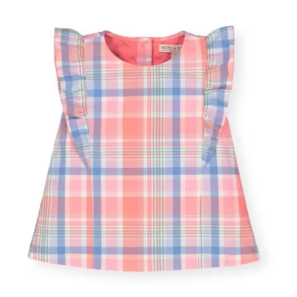 A-Line Flutter Top - Bright Spring Plaid
