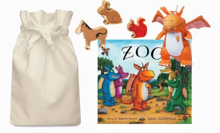 Zog Story Sack with Lanka Kade Wooden Animals and Zog Soft Toy