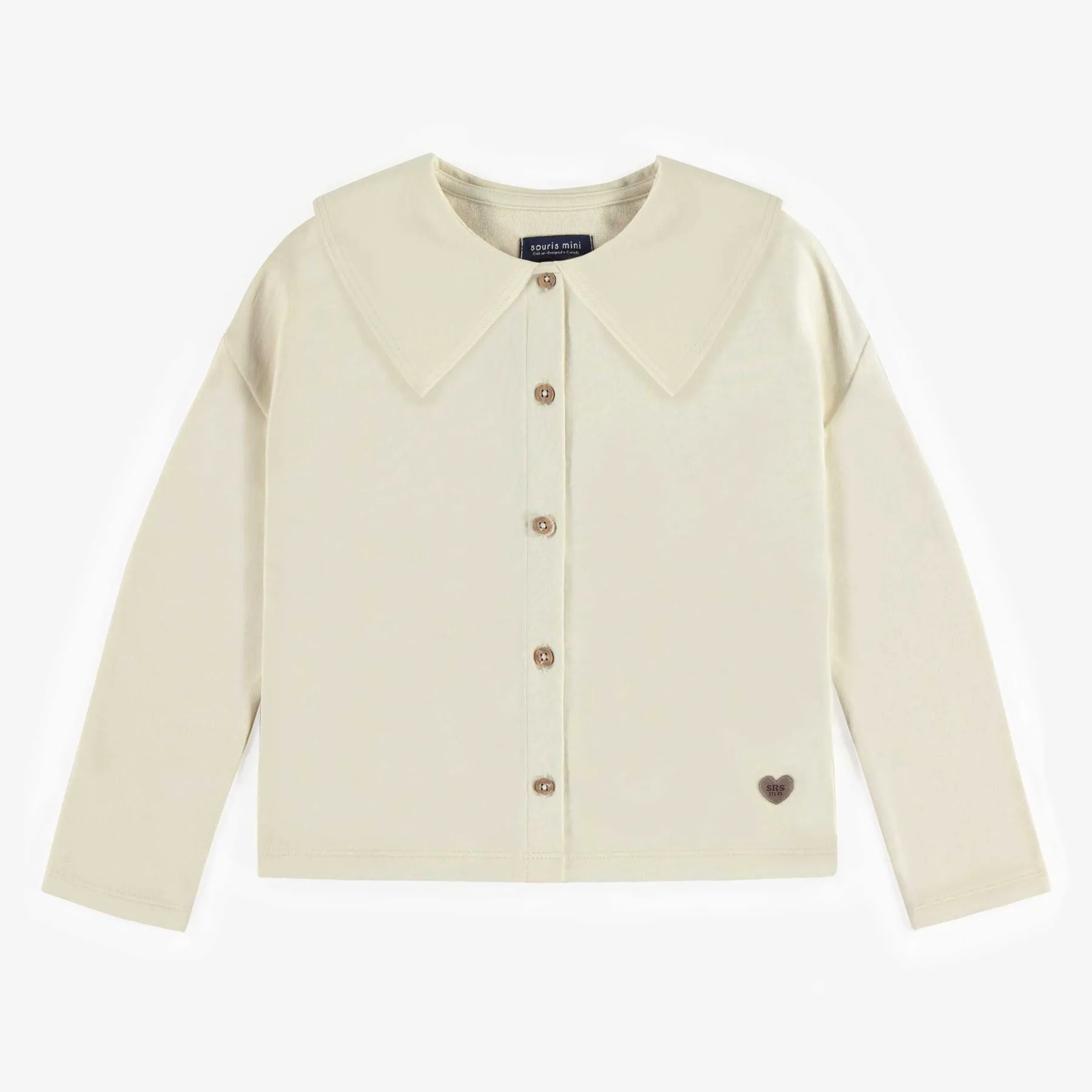 4aCREAM-SHIRT-WITH-LONG-SLEEVES-AND-A-LARGE-COLLAR-IN-FRENCH-TERRY-CHILD