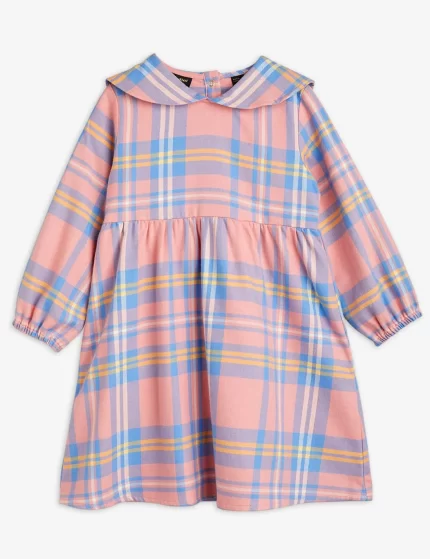 Flanell Check Woven Sailor Dress - Pink