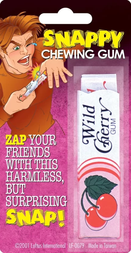 Joker Funny Snapping Realistic Chewing Gum Package 3.75" Prank Pink