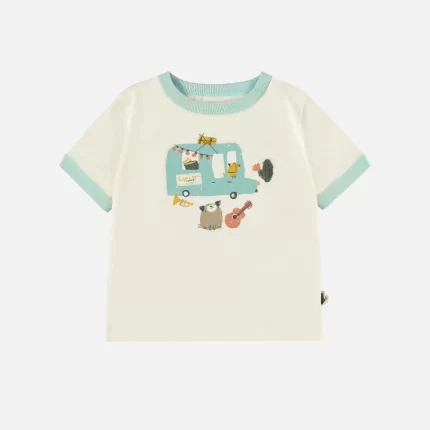 CREAM SHORT SLEEVES T-SHIRT WITH PRINT IN JERSEY BABY