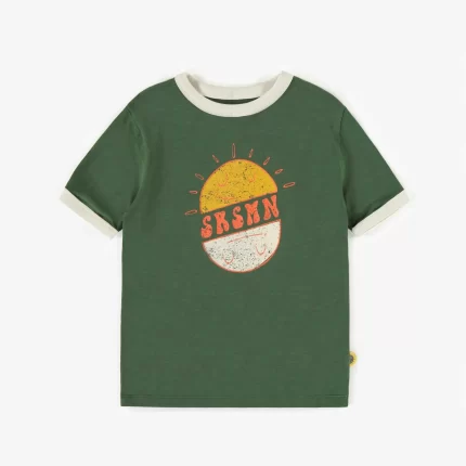 GREEN STRAIGHT CUT STRETCH COTTON T-SHIRT CHILD