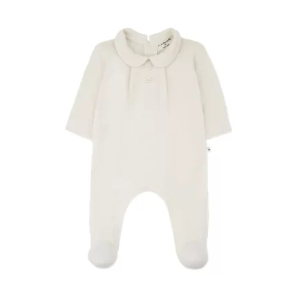 1+ in the family eliah baby footed jumpsuit ecru