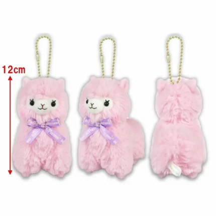 Amuse: Alpacasso in Pink with Ribbon Shiro Chan Plush Keychain-Japan Imports