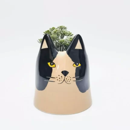 Bailey Cat Planter Black & White