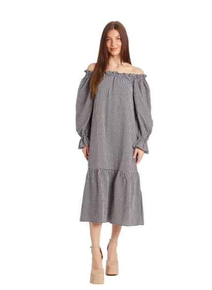 Kennedy Dress - Black Seersucker