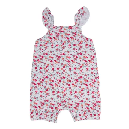 Flutter Sleeve Romper - Crimson Floral