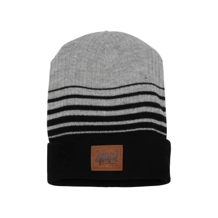 CUFFED RIBBED KNIT HAT IN STRIPES