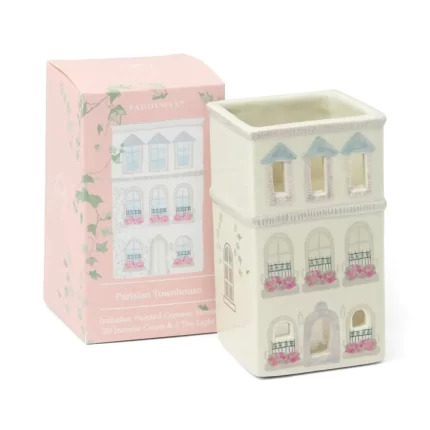 Paddywax: Parisian Townhouse Style Incense & Tea Light Holder Ceramic House - Palo Santo