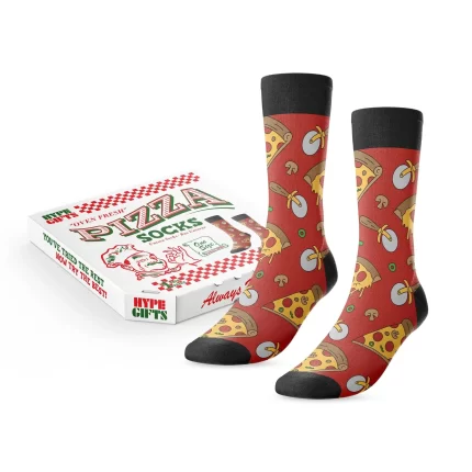 Pizza Party Socks in Pizza Box Packaging