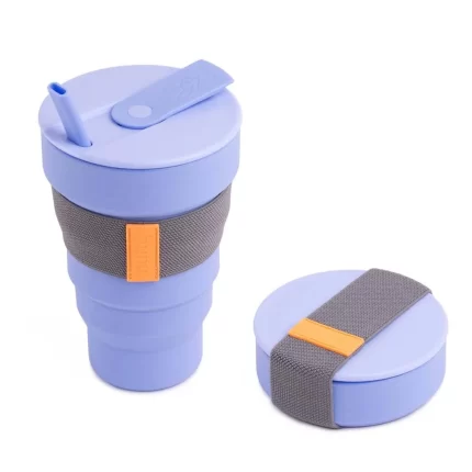 Collapsible Silicone Cup + Straw 20oz Lavender