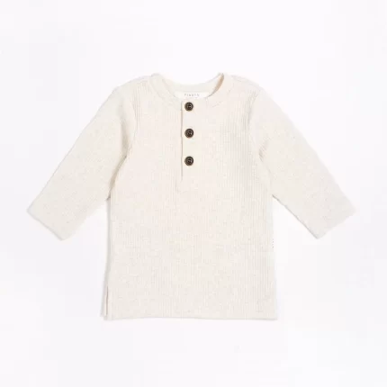 FIRSTS Cream Henley Top with Organic Cotton