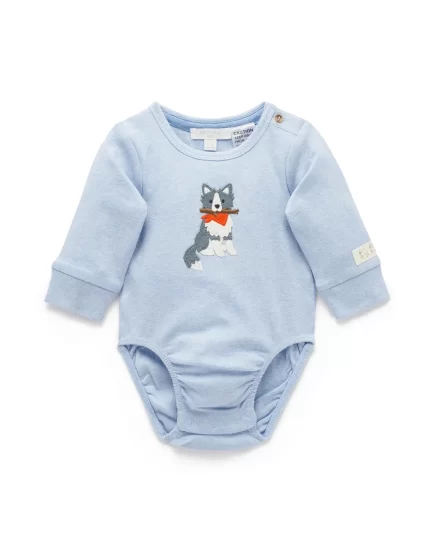 Sheep Dog Applique Bodysuit - Country Air Melange