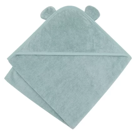 Hooded towel in organic cotton - Sage